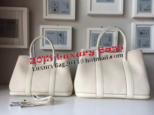 Hermes Garden Party 30CM Bag Canvas Leather H11S OffWhite Hermes Garden Party 30CM Bag Canvas Leather H11S OffWhite