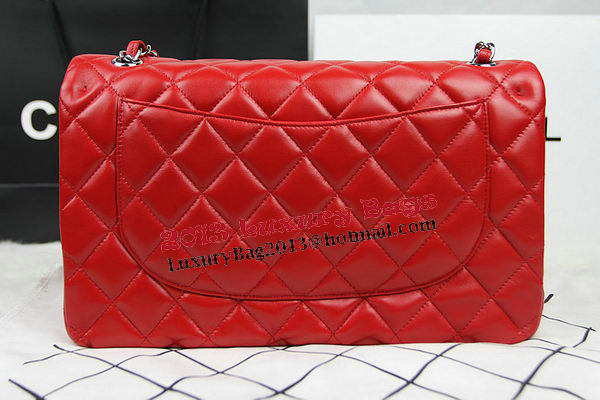 Chanel Classic Flap Bag Red Original Leather CF1113 Silver Chanel Classic Flap Bag Red Original Leather CF1113 Silver