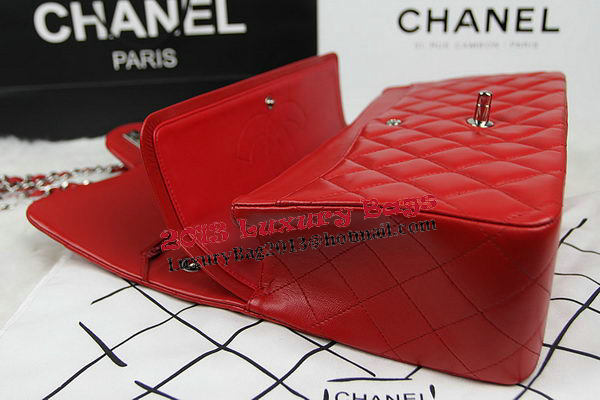 Chanel Classic Flap Bag Red Original Leather CF1113 Silver Chanel Classic Flap Bag Red Original Leather CF1113 Silver