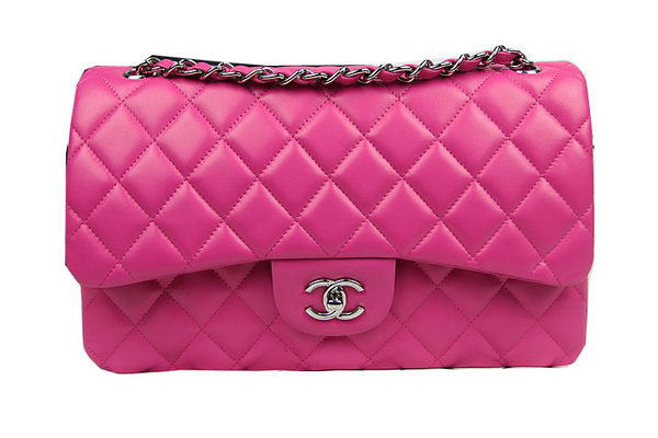 Chanel Classic Flap Bag Rose Original Leather CF1113 Silver