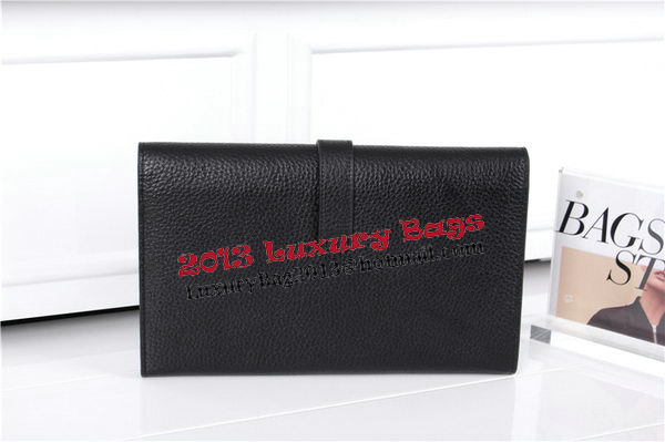 Hermes Jige Clutch Bag Calfskin Leather HQ864 Black Hermes Jige Clutch Bag Calfskin Leather HQ864 Black