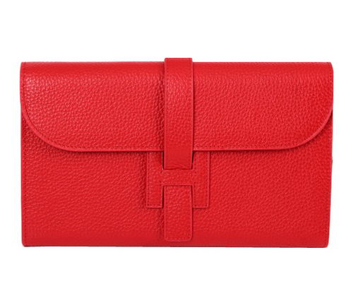 Hermes Jige Clutch Bag Calfskin Leather HQ864 Red