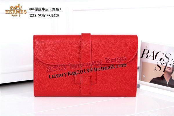 Hermes Jige Clutch Bag Calfskin Leather HQ864 Red Hermes Jige Clutch Bag Calfskin Leather HQ864 Red