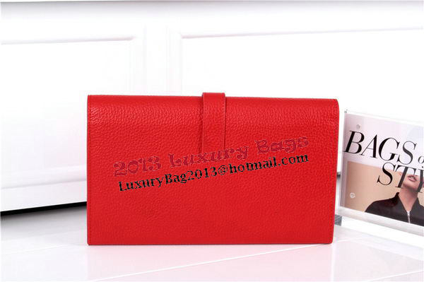 Hermes Jige Clutch Bag Calfskin Leather HQ864 Red Hermes Jige Clutch Bag Calfskin Leather HQ864 Red