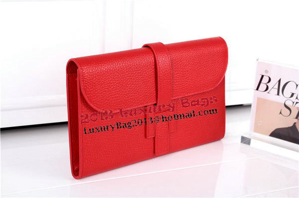 Hermes Jige Clutch Bag Calfskin Leather HQ864 Red Hermes Jige Clutch Bag Calfskin Leather HQ864 Red