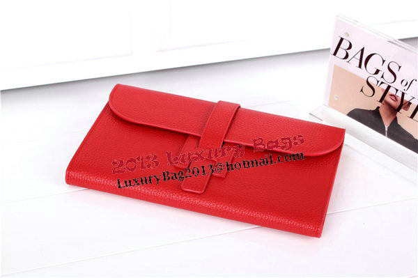Hermes Jige Clutch Bag Calfskin Leather HQ864 Red Hermes Jige Clutch Bag Calfskin Leather HQ864 Red