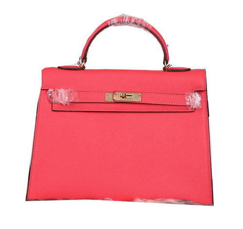 Hermes Kelly 32cm Shoulder Bags Grained Leather Red