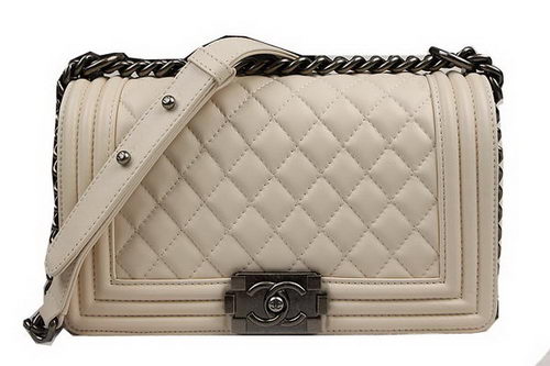 Boy Chanel Flap Shoulder Bags Original Sheepskin Leather A67025 Beige