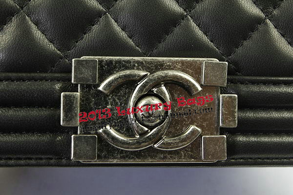 Chanel Boy Flap Shoulder Bags Black Original Lambskin Leather A67085 Silver Chanel Boy Flap Shoulder Bags Black Original Lambskin Leather A67085 Silver