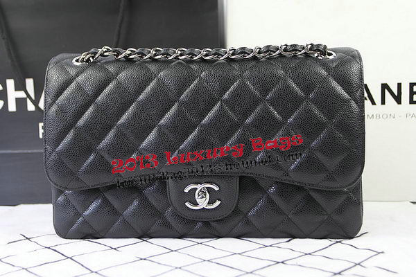 Chanel Classic Flap Bag Black Cannage Pattern CF1113 Silver Chanel Classic Flap Bag Black Cannage Pattern CF1113 Silver