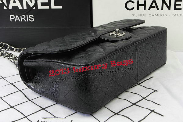 Chanel Classic Flap Bag Black Cannage Pattern CF1113 Silver Chanel Classic Flap Bag Black Cannage Pattern CF1113 Silver