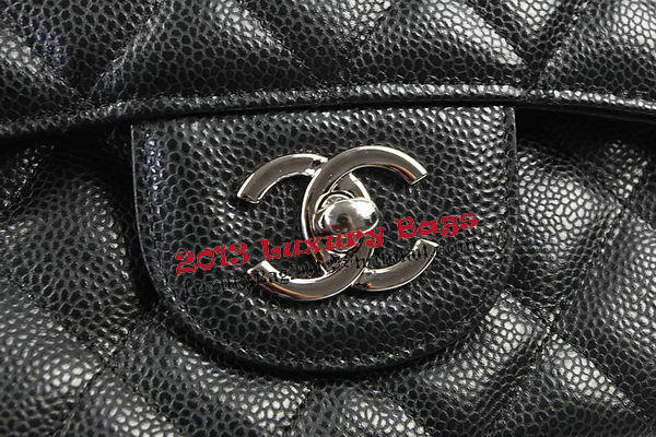 Chanel Classic Flap Bag Black Cannage Pattern CF1113 Silver Chanel Classic Flap Bag Black Cannage Pattern CF1113 Silver