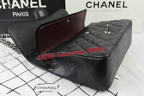Chanel Classic Flap Bag Black Cannage Pattern CF1113 Silver Chanel Classic Flap Bag Black Cannage Pattern CF1113 Silver