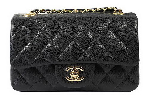 Chanel Classic MINI Flap Bag Black Cannage Pattern CF1119 Gold