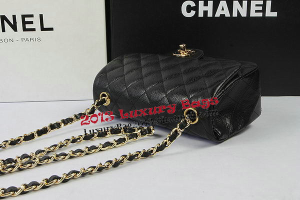 Chanel Classic MINI Flap Bag Black Cannage Pattern CF1119 Gold Chanel Classic MINI Flap Bag Black Cannage Pattern CF1119 Gold
