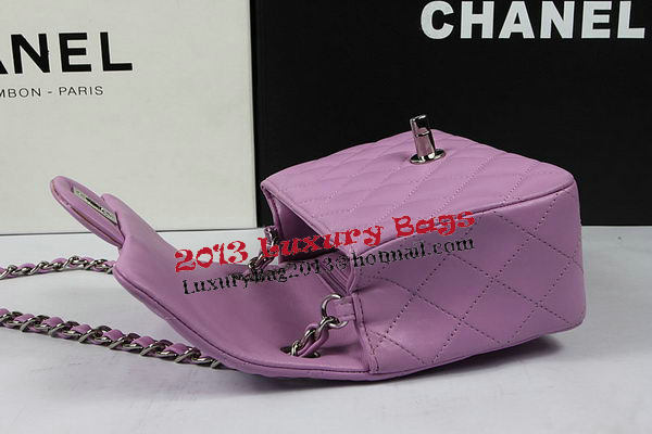 Chanel Classic MINI Flap Bag Purple Original Sheep Leather CF1115 Silver Chanel Classic MINI Flap Bag Purple Original Sheep Leather CF1115 Silver