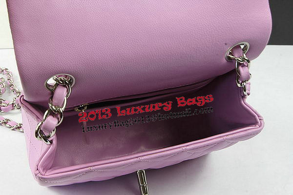 Chanel Classic MINI Flap Bag Purple Original Sheep Leather CF1115 Silver Chanel Classic MINI Flap Bag Purple Original Sheep Leather CF1115 Silver