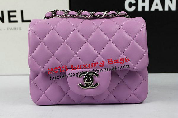 Chanel Classic MINI Flap Bag Purple Original Sheep Leather CF1115 Silver Chanel Classic MINI Flap Bag Purple Original Sheep Leather CF1115 Silver