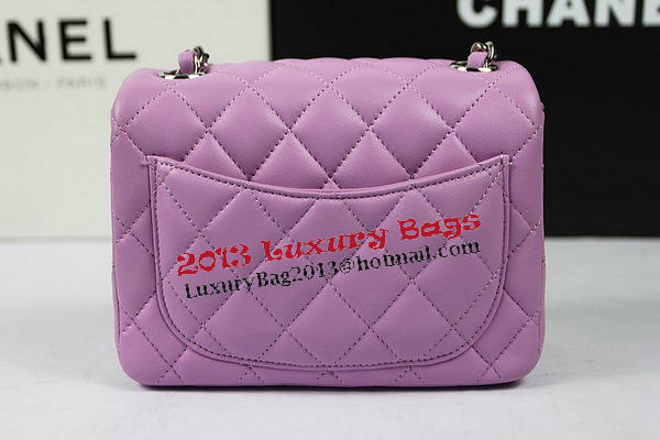 Chanel Classic MINI Flap Bag Purple Original Sheep Leather CF1115 Silver Chanel Classic MINI Flap Bag Purple Original Sheep Leather CF1115 Silver
