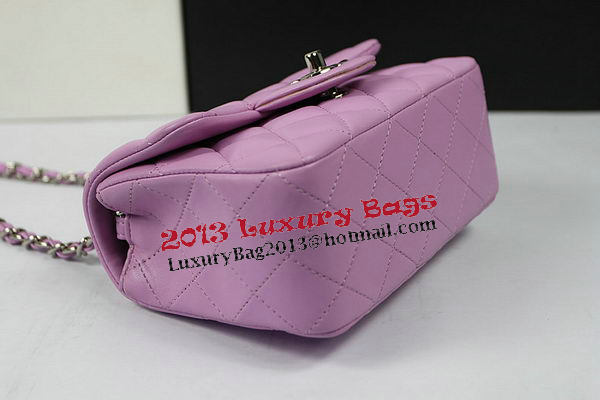 Chanel Classic MINI Flap Bag Purple Original Sheep Leather CF1115 Silver Chanel Classic MINI Flap Bag Purple Original Sheep Leather CF1115 Silver