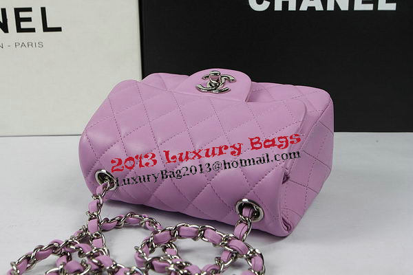 Chanel Classic MINI Flap Bag Purple Original Sheep Leather CF1115 Silver Chanel Classic MINI Flap Bag Purple Original Sheep Leather CF1115 Silver