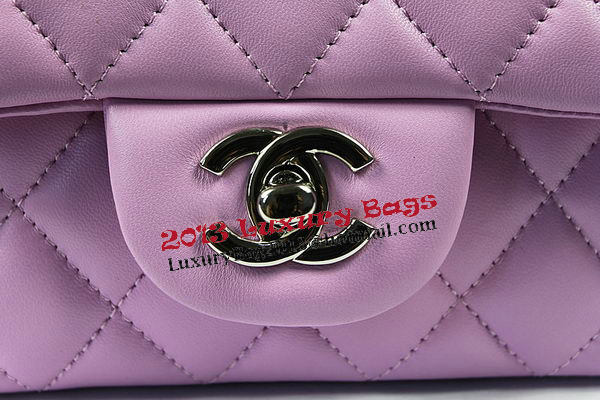 Chanel Classic MINI Flap Bag Purple Original Sheep Leather CF1115 Silver Chanel Classic MINI Flap Bag Purple Original Sheep Leather CF1115 Silver