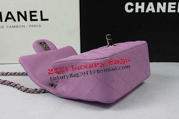Chanel Classic MINI Flap Bag Purple Original Sheep Leather CF1115 Silver Chanel Classic MINI Flap Bag Purple Original Sheep Leather CF1115 Silver