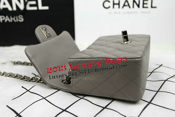 Chanel Classic MINI Flap Bag CF1115 Grey Cannage Pattern Silver Chanel Classic MINI Flap Bag CF1115 Grey Cannage Pattern Silver