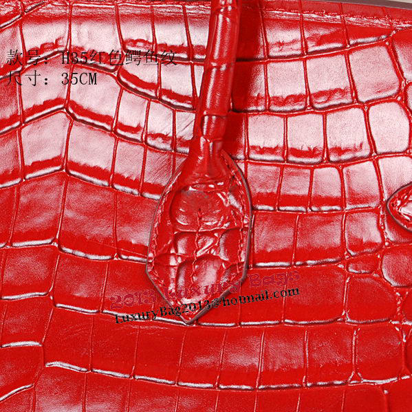 Hermes Birkin 35CM Tote Bag Shiny Croco Leather H35C Red Hermes Birkin 35CM Tote Bag Shiny Croco Leather H35C Red