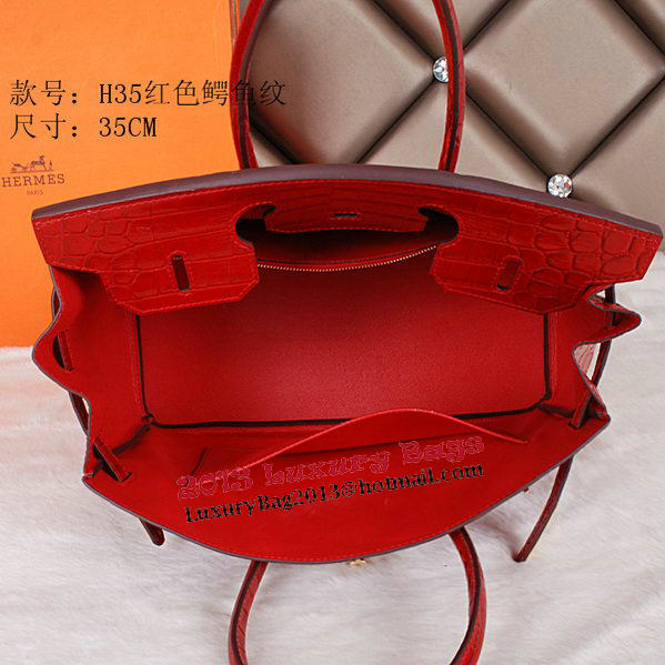 Hermes Birkin 35CM Tote Bag Shiny Croco Leather H35C Red Hermes Birkin 35CM Tote Bag Shiny Croco Leather H35C Red