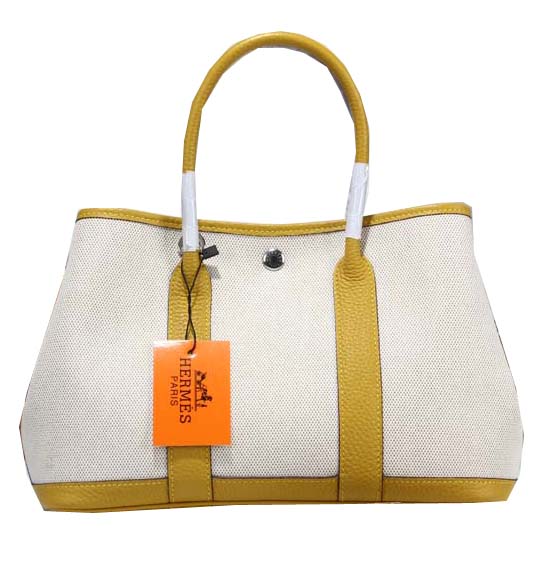Hermes Garden Party 30cm Tote Bag Canvas Yellow