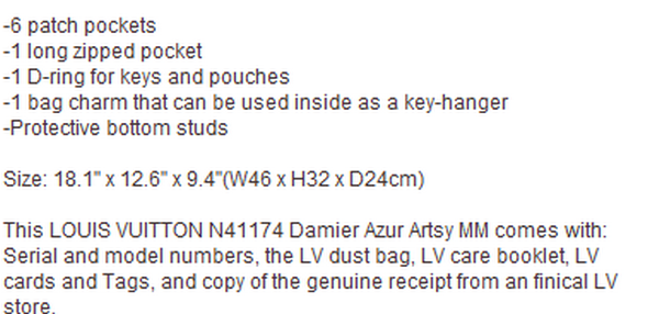 Louis Vuitton N41174 Damier Azur Artsy MM Louis Vuitton N41174 Damier Azur Artsy MM