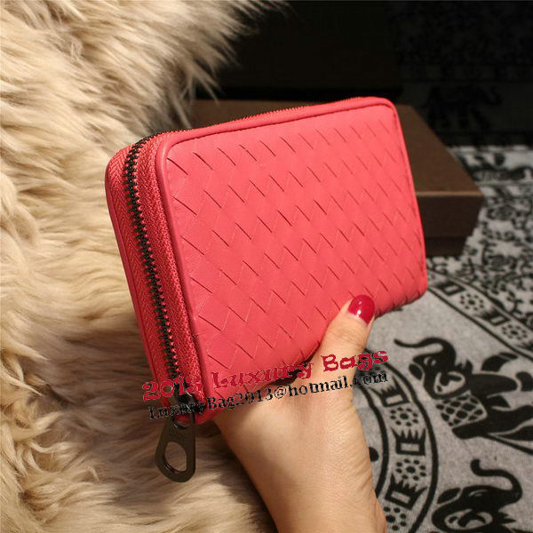 Bottega Veneta Intrecciato Nappa Zip Around Wallets 114073 Light Red Bottega Veneta Intrecciato Nappa Zip Around Wallets 114073 Light Red