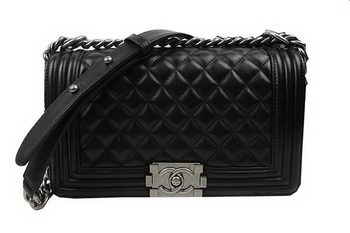 Boy Chanel Flap Shoulder Bags Black Original Sheepskin A67025 Silver Boy Chanel Flap Shoulder Bags Black Original Sheepskin A67025 Silver