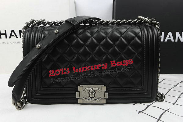 Boy Chanel Flap Shoulder Bags Black Original Sheepskin A67025 Silver Boy Chanel Flap Shoulder Bags Black Original Sheepskin A67025 Silver