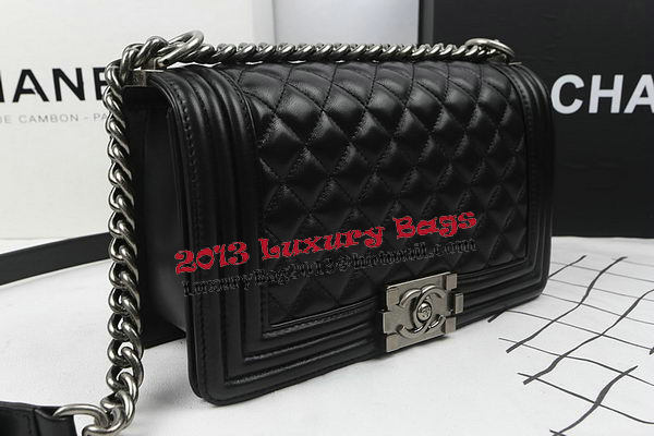 Boy Chanel Flap Shoulder Bags Black Original Sheepskin A67025 Silver Boy Chanel Flap Shoulder Bags Black Original Sheepskin A67025 Silver
