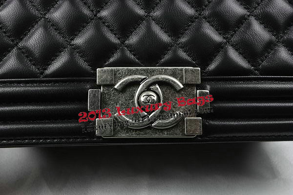 Boy Chanel Flap Shoulder Bags Black Original Sheepskin A67025 Silver Boy Chanel Flap Shoulder Bags Black Original Sheepskin A67025 Silver