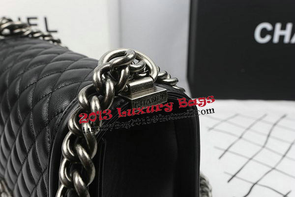 Boy Chanel Flap Shoulder Bags Black Original Sheepskin A67025 Silver Boy Chanel Flap Shoulder Bags Black Original Sheepskin A67025 Silver