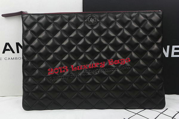 Chanel Clutch Bag Black Original Sheepskin A69254 A69253 A69252 Silver Chanel Clutch Bag Black Original Sheepskin A69254 A69253 A69252 Silver