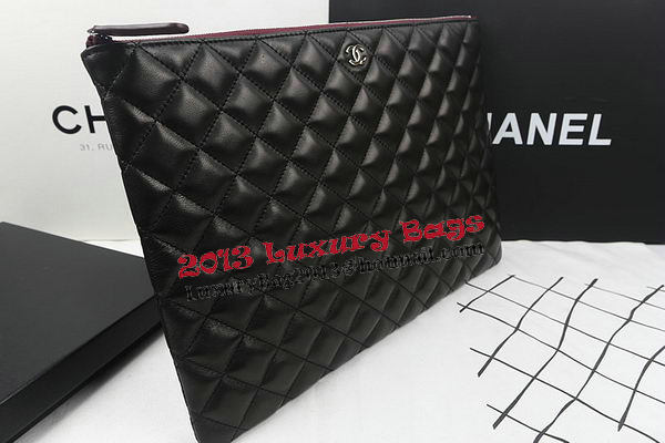 Chanel Clutch Bag Black Original Sheepskin A69254 A69253 A69252 Silver Chanel Clutch Bag Black Original Sheepskin A69254 A69253 A69252 Silver