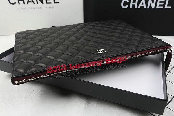 Chanel Clutch Bag Black Original Sheepskin A69254 A69253 A69252 Silver Chanel Clutch Bag Black Original Sheepskin A69254 A69253 A69252 Silver