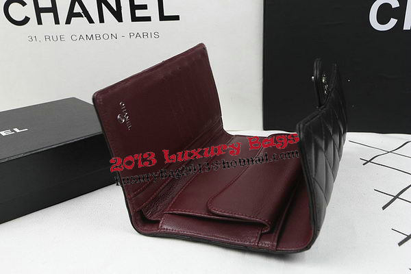 Chanel Tri-Fold Wallet Black Original Sheppskin A31506 Silver Chanel Tri-Fold Wallet Black Original Sheppskin A31506 Silver