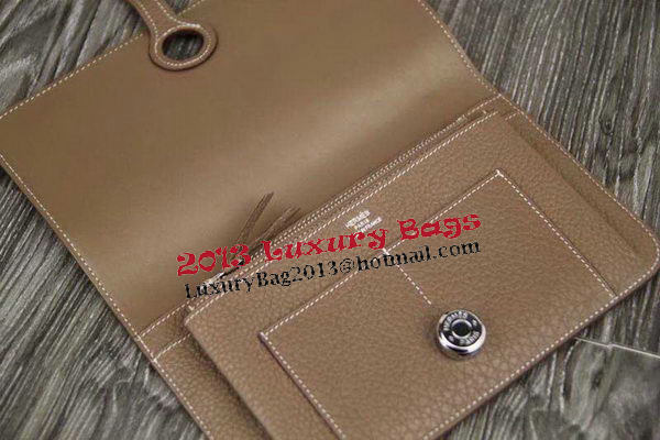 Hermes Compact Passport Holder Original Leather Wallet Grey