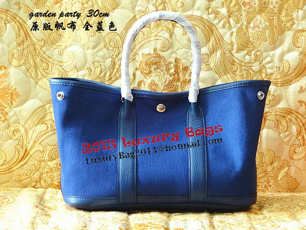Hermes Garden Party 30cm Tote Bags Original Leather Blue Hermes Garden Party 30cm Tote Bags Original Leather Blue