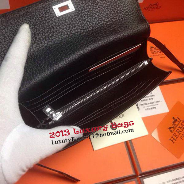Hermes Kelly Wallet Togo Leather Bi-Fold Purse HA708W Black Hermes Kelly Wallet Togo Leather Bi-Fold Purse HA708W Black