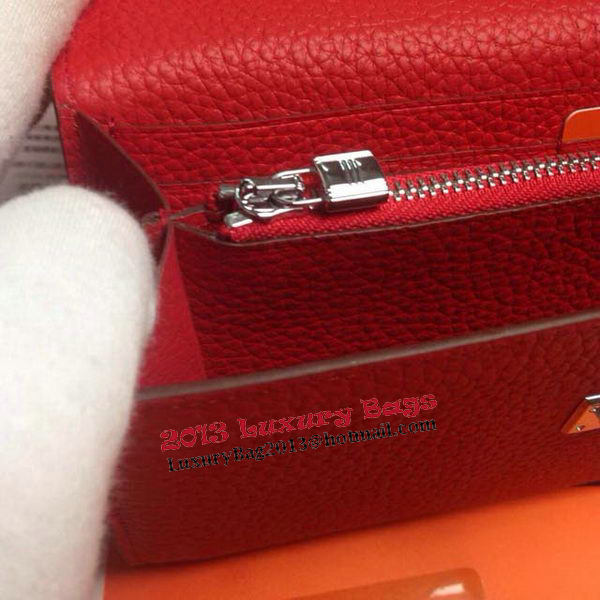 Hermes Kelly Wallet Togo Leather Bi-Fold Purse HA708W Red Hermes Kelly Wallet Togo Leather Bi-Fold Purse HA708W Red
