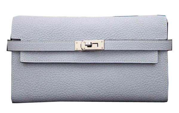 Hermes Kelly Wallet Togo Leather Bi-Fold Purse HA708W SkyBlue