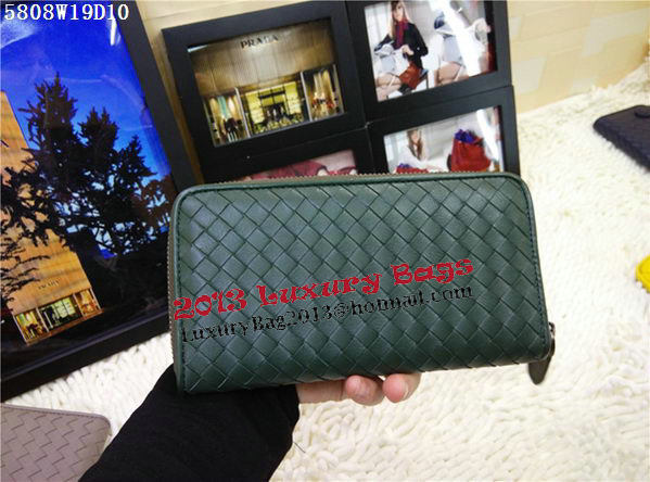 Bottega Veneta Intrecciato Nappa Zip Around Wallet BV5808 Green Bottega Veneta Intrecciato Nappa Zip Around Wallet BV5808 Green
