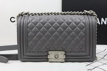 Boy Chanel Flap Shoulder Bags Original Lambskin A67025 Grey Boy Chanel Flap Shoulder Bags Original Lambskin A67025 Grey