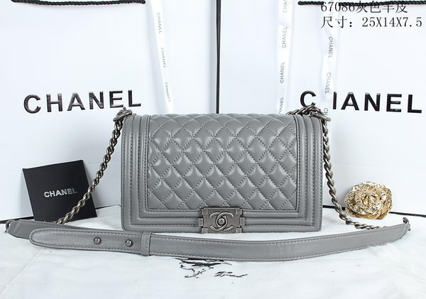 Boy Chanel Flap Shoulder Bags Sheepskin Leather A67086 Grey